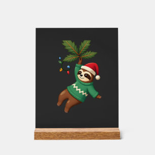 Cute Xmas Sloth Santa Hat Christmas Sloth - Tree L Acrylic Sign