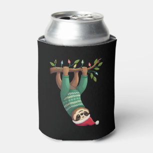 Cute Xmas Sloth Santa Hat Christmas Sloth - Tree L Can Cooler
