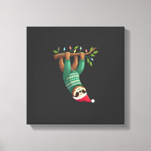 Cute Xmas Sloth Santa Hat Christmas Sloth - Tree L Canvas Print