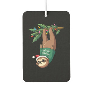 Cute Xmas Sloth Santa Hat Christmas Sloth - Tree L Car Air Freshener