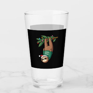 Cute Xmas Sloth Santa Hat Christmas Sloth - Tree L Glass