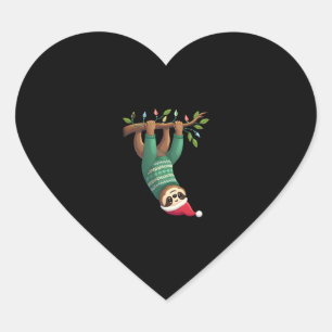 Cute Xmas Sloth Santa Hat Christmas Sloth - Tree L Heart Sticker