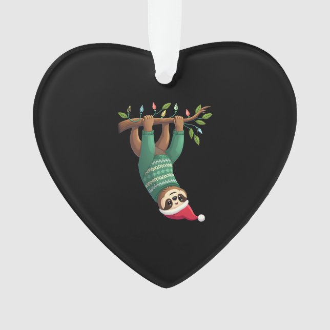 Cute Xmas Sloth Santa Hat Christmas Sloth - Tree L Ornament (Front)