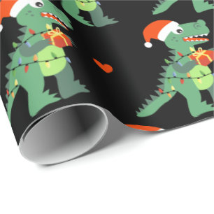 Cute Xmas T-Rex Santa Wrapping Paper