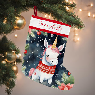 Cute Xmas Unicorn Large Christmas Stocking