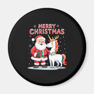 Cute Xmas Unicorn Santa on Unicorn Christmas T-Shi Magnet