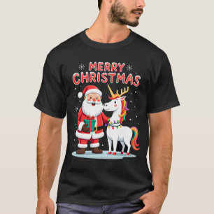 Cute Xmas Unicorn Santa on Unicorn Christmas T-Shi T-Shirt