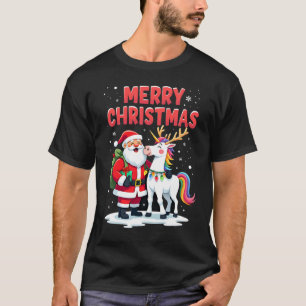 Cute Xmas Unicorn Santa on Unicorn Christmas T-Shi T-Shirt