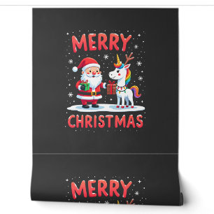 Cute Xmas Unicorn Santa on Unicorn Christmas T-Shi Wallpaper