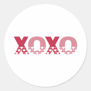 Cute XOXO Hugs and Kisses Elegant Classic Round Sticker