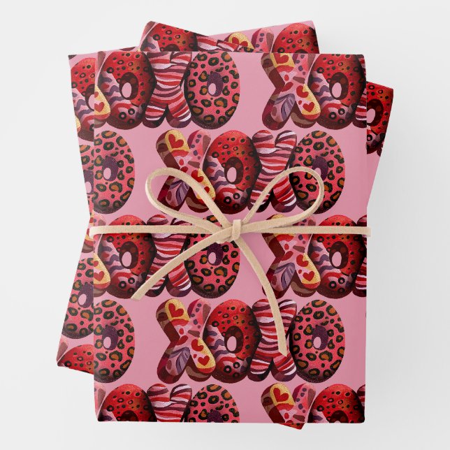 Cute XOXO Valentine's Day Wrapping Paper (In situ)