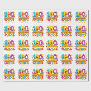 Cute Yarn 100 Days of School Teacher Girls T-Shirt Wrapping Paper
