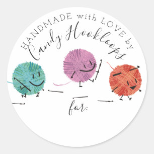 Cute yarn crochet hooks handmade with love sticker