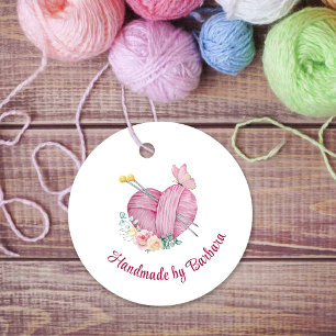 Cute Yarn Heart Knitting Needles Favour Tags
