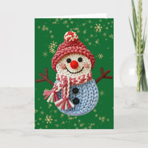 Cute Yarn Snowman (Faux, Not actual Yarn) Holiday Card