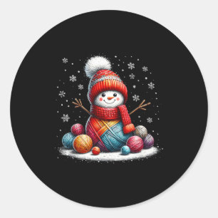 Cute Yarn Snowman Quilter Christmas Crochet Knitti Classic Round Sticker