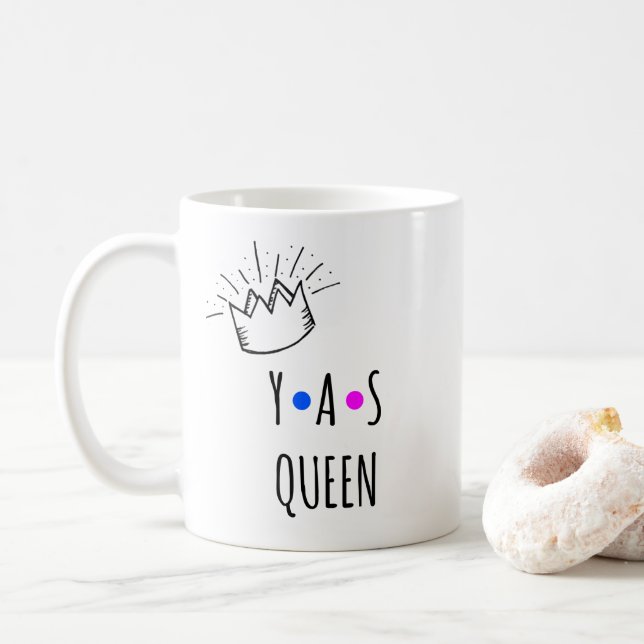 Cute YAS QUEEN Body Positivity Coffee Mug (With Donut)