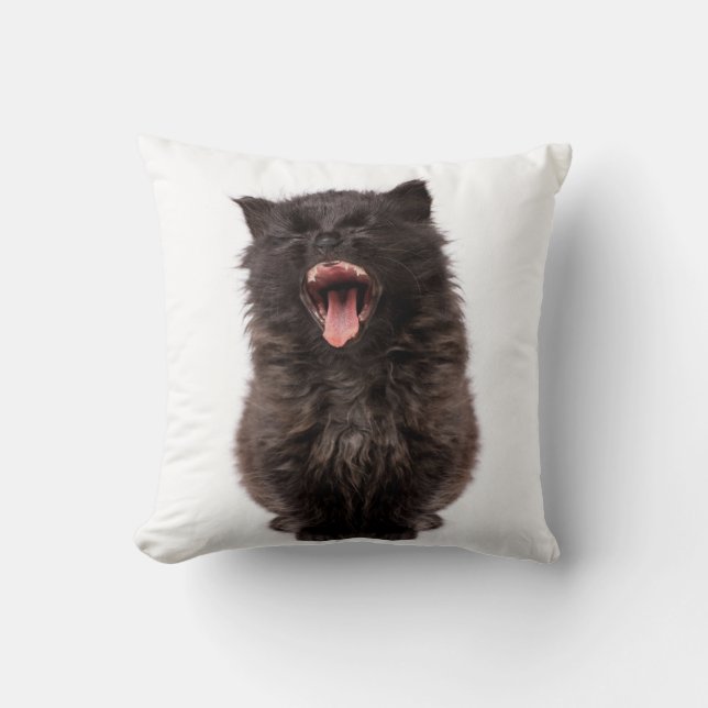 Cute yawning kitty on a pillow (Front)