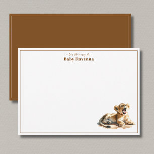 Cute Yawning Lion Safari Nursery Thank You Card