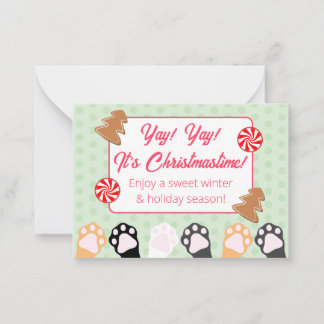 Cute Yay Yay Its Christmastime Cat  Card