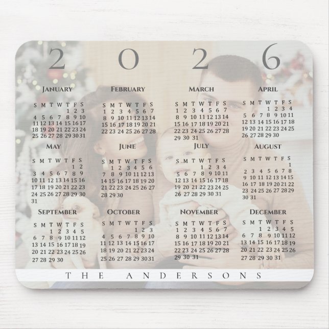 Cute Year 2024 Calendar Family Photo Mouse Mat