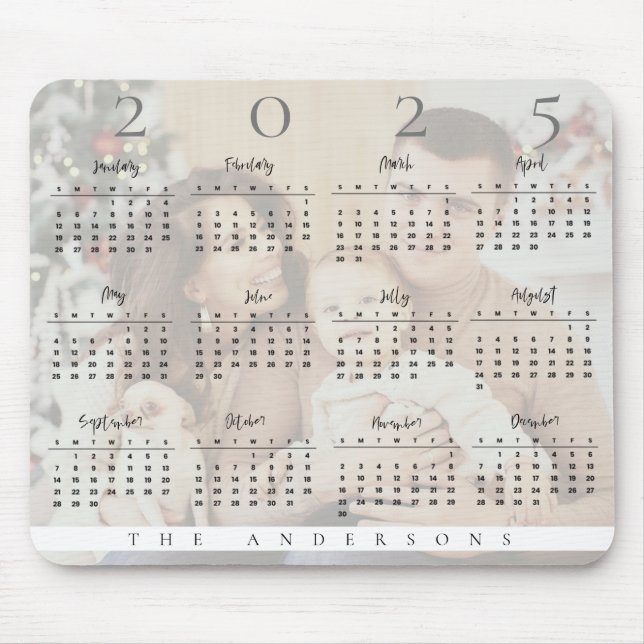 Cute Year 2024 Calendar Family Photo Mouse Mat (Front)