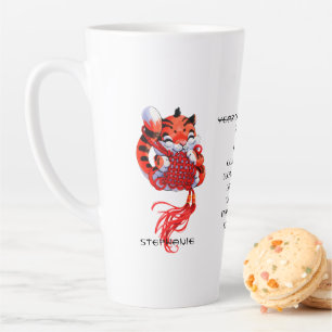 Cute Year of the Tiger Personalised Latte Mug