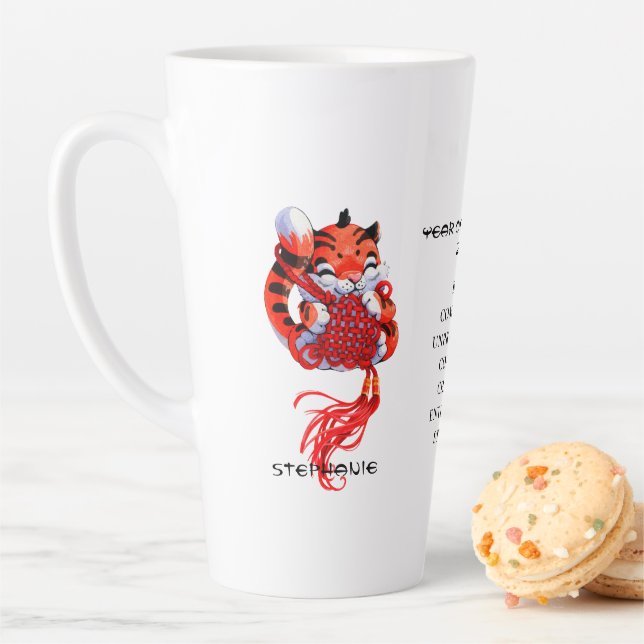 Cute Year of the Tiger Personalised Latte Mug (In Situ)