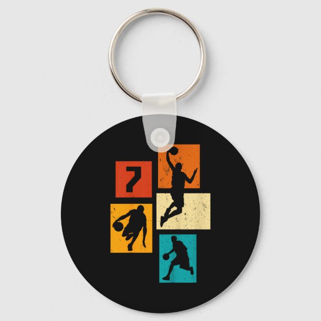 Cute Years Player Old 7th Basketball 7 Basketball Key Ring (Front)