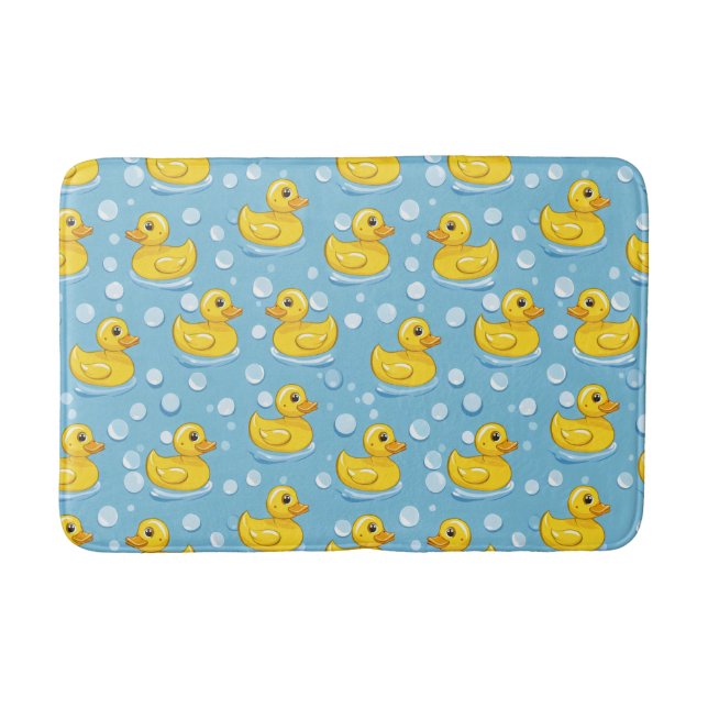 Cute Yello Rubber Ducks Bath Mat (Front)