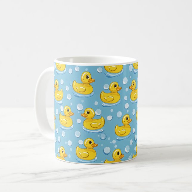 Cute Yello Rubber Ducks Coffee Mug (Front Left)