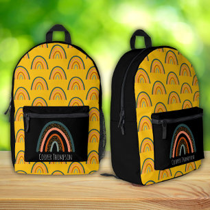 Cute Yellow and Black Rainbow Boys  Printed Backpack