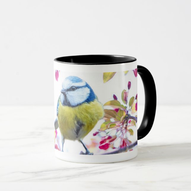 Cute Yellow and Blue Bird - Vibrant Wildlife Art Mug (Front Right)