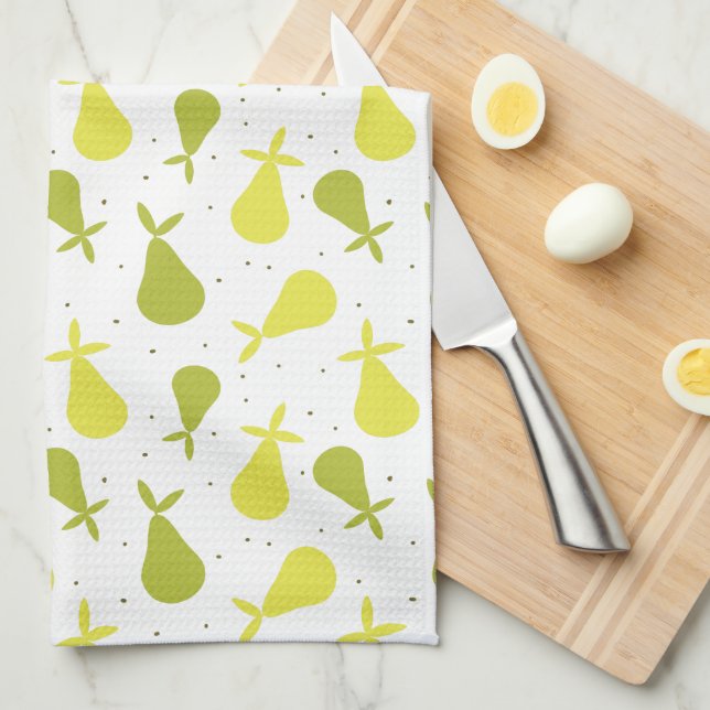 Cute Yellow and Green Pears Fruit Pattern Tea Towel (Quarter Fold)