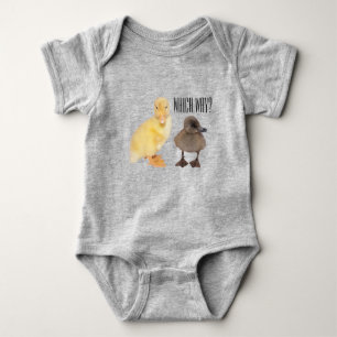 Cute Yellow and Grey Ducklings Photographs Baby Bodysuit
