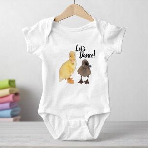 Cute Yellow and Grey Ducklings Photographs Baby Bodysuit