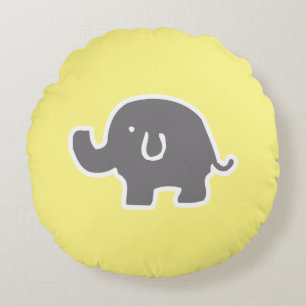 Cute Yellow And Grey Elephant Kids Throw Pillow