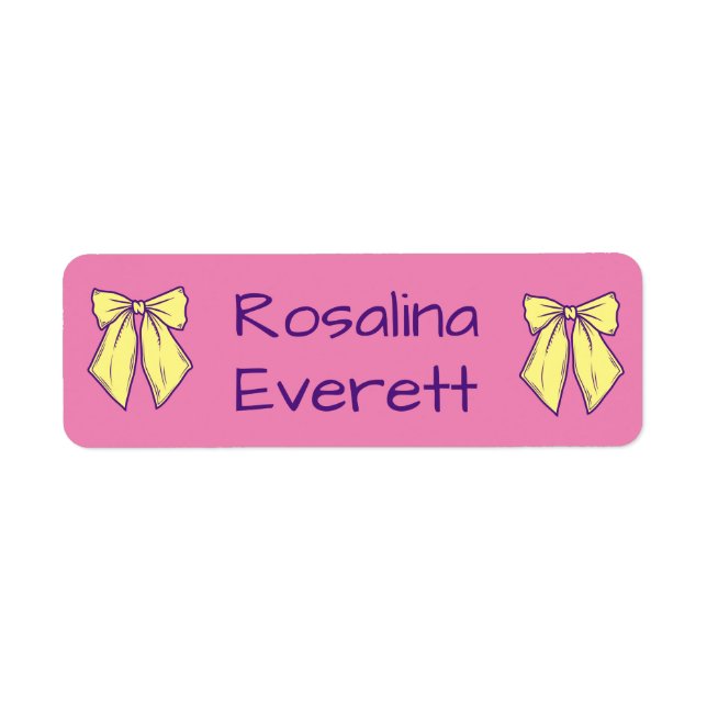 Cute Yellow and Pink  Bows Girls Names Kids (Front)
