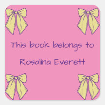 Cute Yellow and Pink  Bows Girls Names Kids