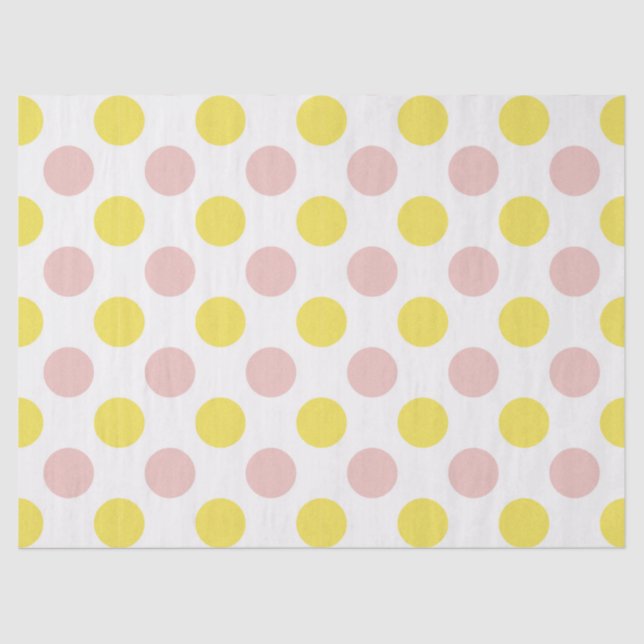 Cute Yellow and Pink Polka Dot  Tissue Paper (Front)