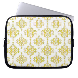 Cute Yellow and White Damask Laptop Sleeve