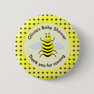 Cute Yellow Baby Bee Gender Neutral Baby Shower 6 Cm Round Badge