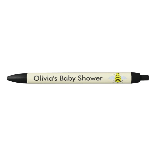 Cute Yellow Baby Bee Gender Neutral Baby Shower Blue Ink Pen (Front)