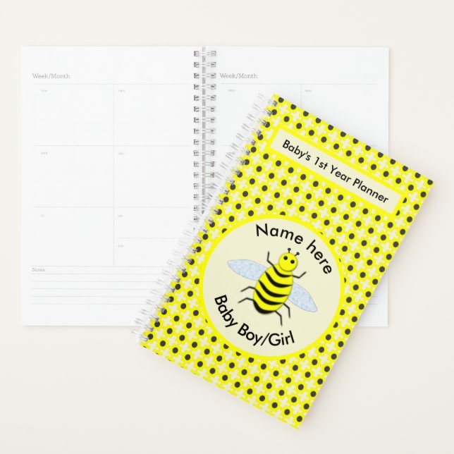Cute Yellow Baby Bee Gender Neutral First Year Planner (Display)