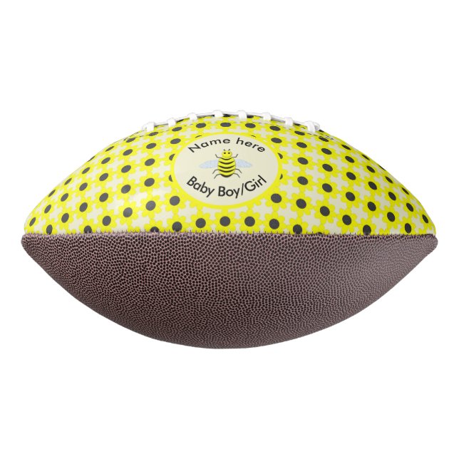 Cute Yellow Baby Bee Gender Reveal Neutral Custom American Football (Rotated 270)