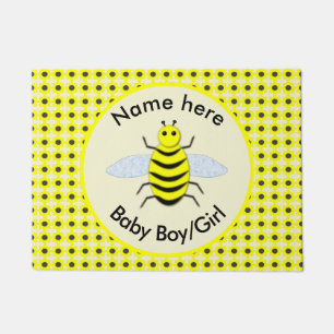 Cute Yellow Baby Bee Gender Reveal Neutral Custom Doormat