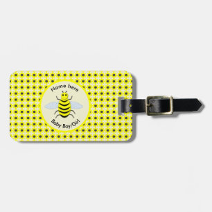 Cute Yellow Baby Bee Gender Reveal Neutral Custom Luggage Tag