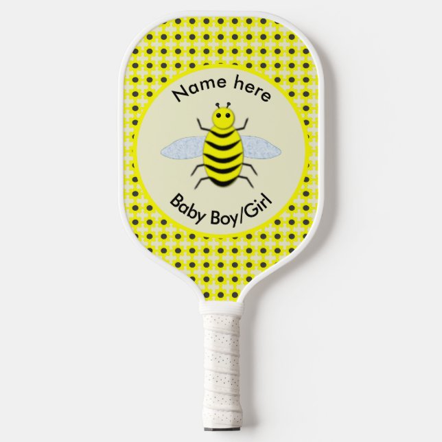 Cute Yellow Baby Bee Gender Reveal Neutral Custom Pickleball Paddle (Front)
