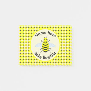 Cute Yellow Baby Bee Gender Reveal Neutral Custom Post-it Notes