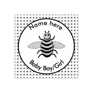 Cute Yellow Baby Bee Gender Reveal Neutral Custom Rubber Stamp